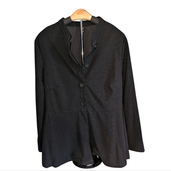 SHEIN Curve Blazer Blouse | Size XL | Lightweight Button-Up Jacket | Black - Picture 1 of 5